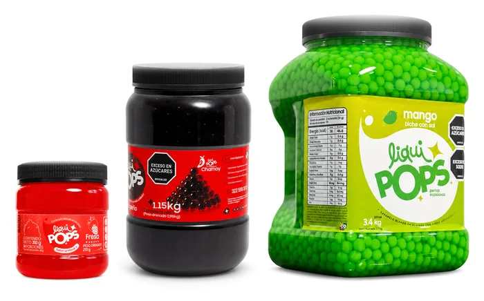 Tarros de perlas explosivas LiquiPops de 350 g, 1,15 kg y 3,4 kg